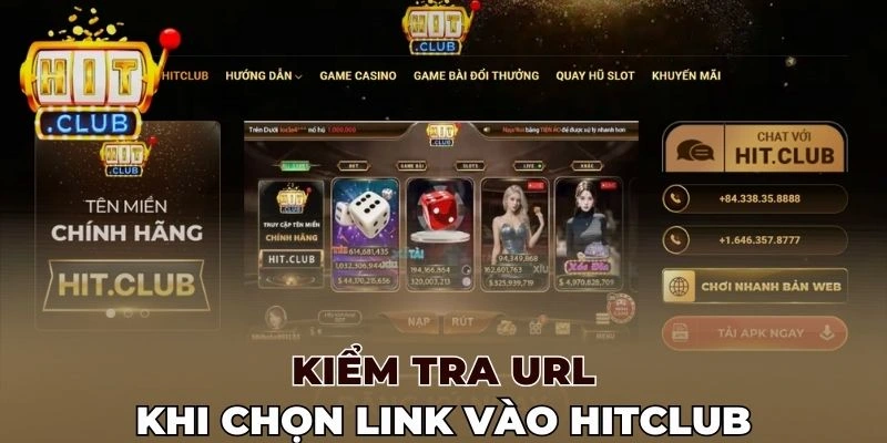 Kiểm tra URL khi chọn link vào Hitclub