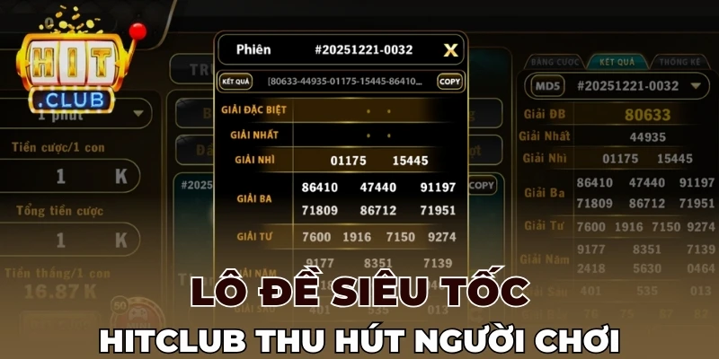 Lô đề siêu tốc Hitclub thu hút người chơi