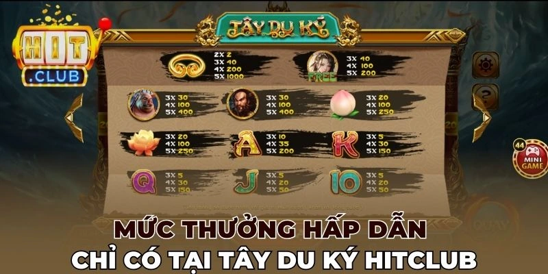 Mức thưởng hấp dẫn chỉ có tại Tây Du Ký Hitclub