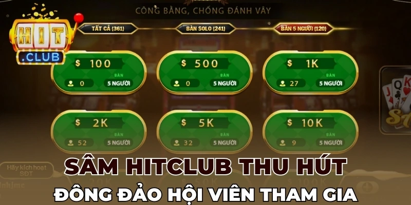Sâm Hitclub thu hút đông đảo hội viên tham gia