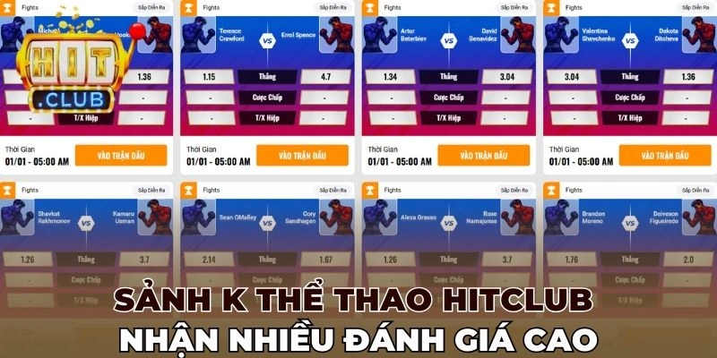Sảnh K thể thao Hitclub nhận nhiều đánh giá
