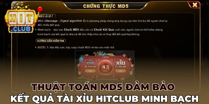 Thuật toán MD5 đảm bảo kết quả Tài xỉu Hitclub minh bạch